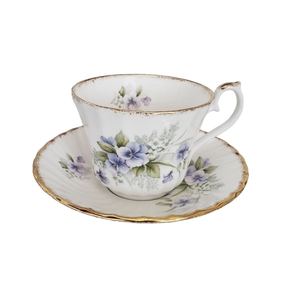 Vintage Birks Ribbed Fine Bone China Wild Flowers Teacup & Saucer Set - Picture 1 of 10